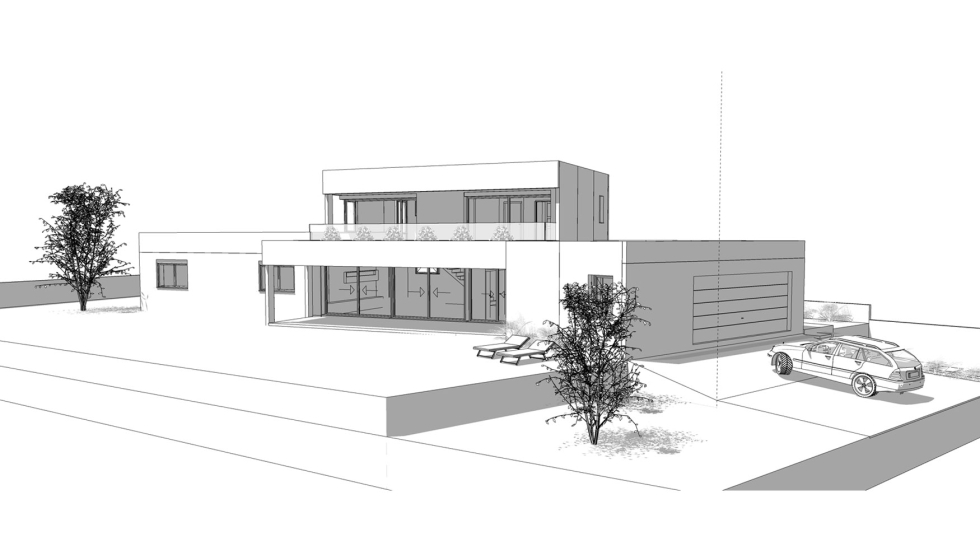 Plano diseccional de Casa Arte, donde se desvelan los distintos espacios interiores y exteriores de la vivienda