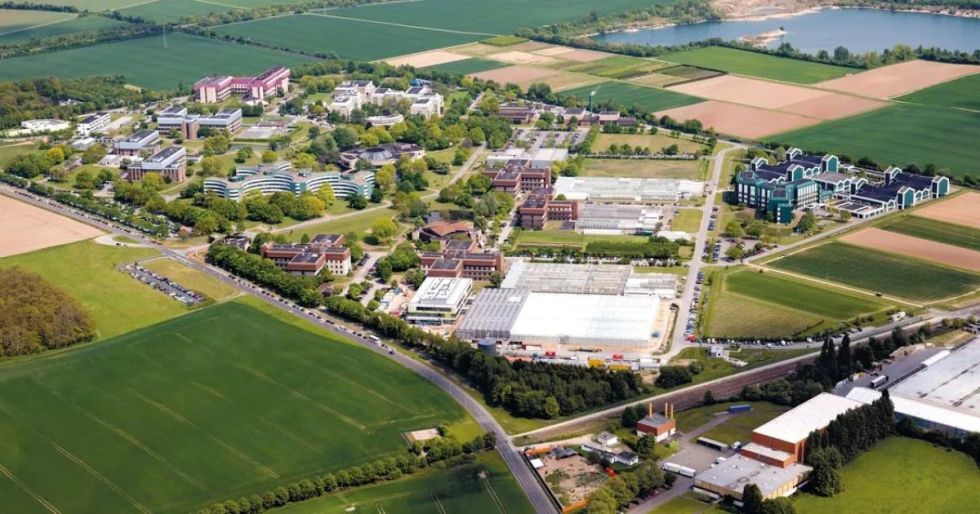 Vista area de la sede mundial de la Divisin CropScience de Bayer en Monheim (Alemania)
