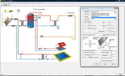 Example of database of flat solar, CPC and vacuum tubes