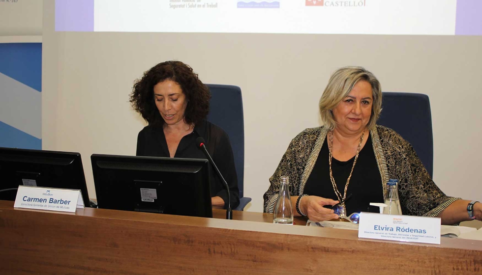 La directora general de Uni�n de Mutuas, Carmen Barber, junto con Elvira R�denas, directora general del Invassat