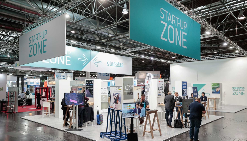 La 'Start-up Zone' dio a once nuevas empresas la oportundidad de darse a conocer en el sector del vidrio. Foto: Messe Dsseldorf, Constanze Tillmann...