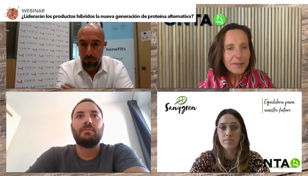 Un momento del webinar conlas startups Sanygran, Innomy y Cubiq Foods