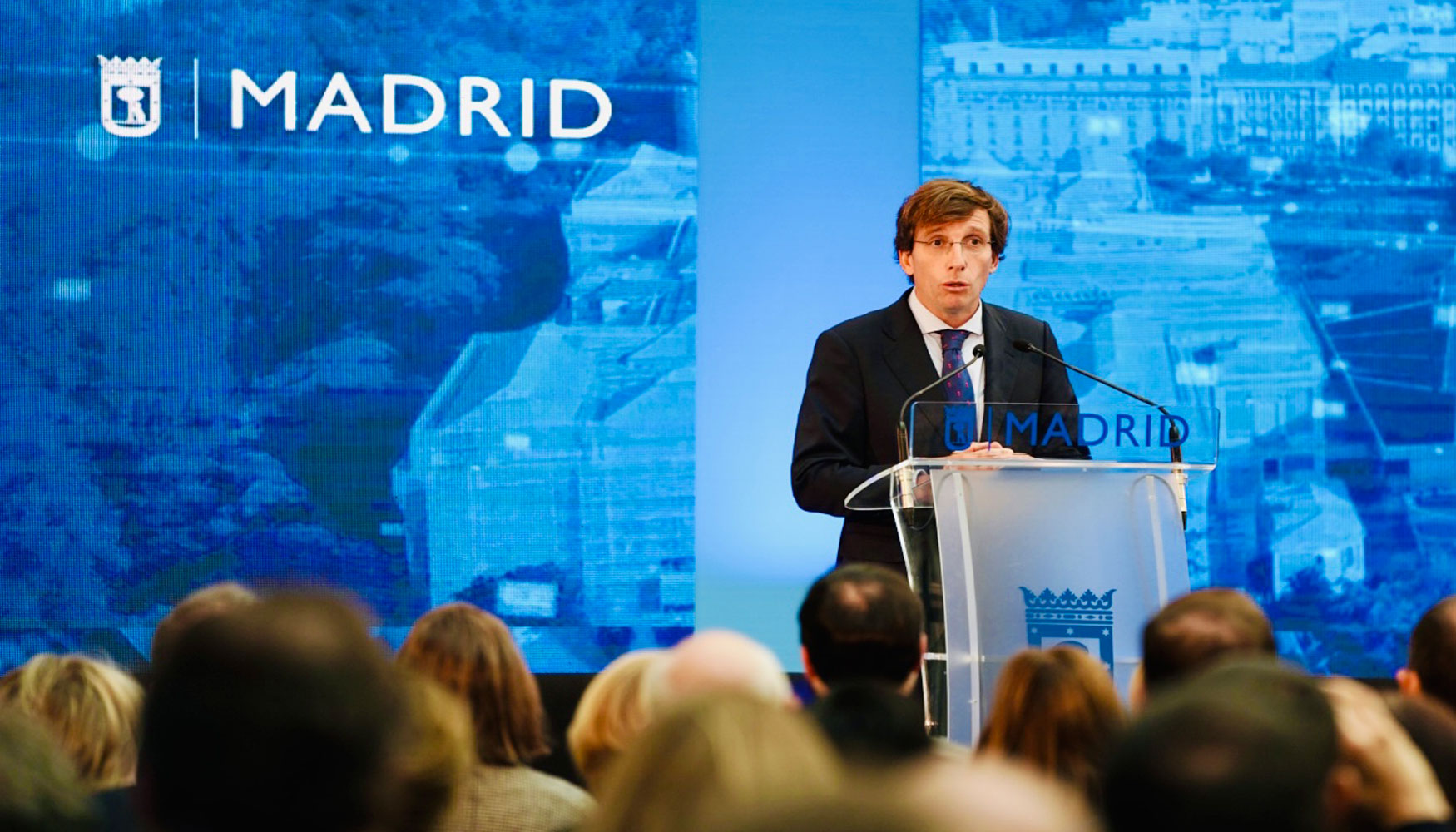 El alcalde de Madrid, Jos Luis Martnez-Almeida, en un momento de su intervencin en el acto de la presentacin de 'Madrid Capital Digital'...