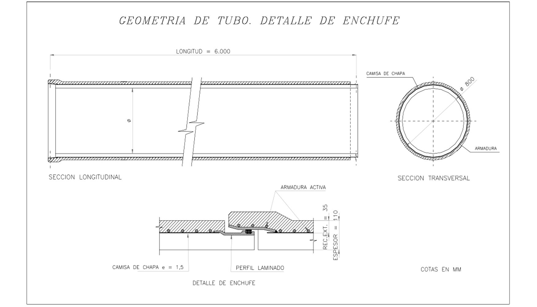 Detalle de la unin mediante junta elstica de la tubera HCCH