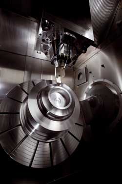 Shows a rotary machining into the interior of a MT C 50 U dynamic