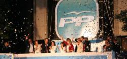 Sede del Partido Popular el domingo por la noche tras conocerse los primeros resultados