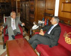 Ministro de Fomento, Jos� Blanco, frente a Juan Jos� Imbroda en la sede de la Presidencia de la Ciudad Aut�noma de Melilla...