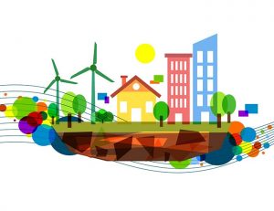Colorful wind energy concept illustration design