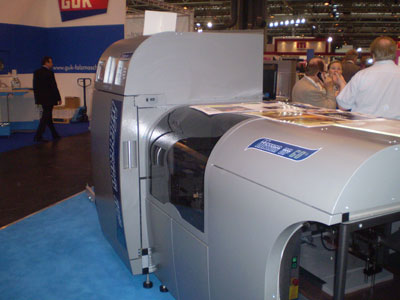 La impresora digital Meteor DP 60 de MGI, expuesta en su stand de Ipex 2010