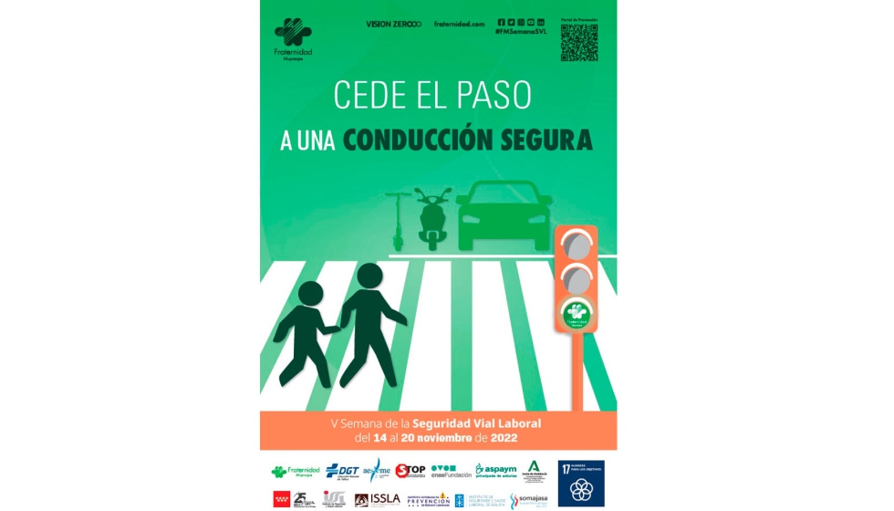 Cartel de la V Semana de la Seguridad Vial Laboral de Fraternidad-Muprespa