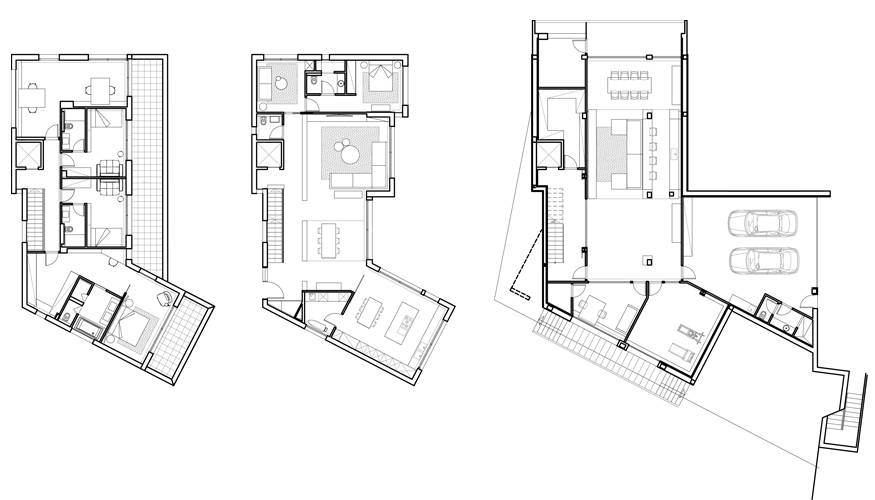 Planos de las 3 plantas que consta esta vivienda situada en la localidad barcelonesa de Sant Boi