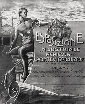 Foto del diploma obtenido por Giovanni Carraro en la Esposizione Agricola de Padua, en el ao 1910
