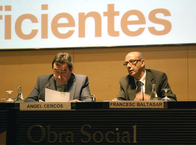 Angel Cercs y el conseller de Medio Ambiente, Francesc Baltasar, durante su comparecencia