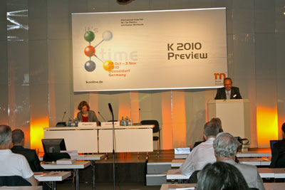 The President and CEO of Messe Dsseldorf GmbH, Werner Dornscheidt, during his speech