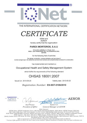 El certificado OSHAS obtenido por Parex