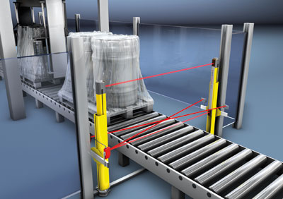 Device optoelectronic security multibeam with integrated muting indicator. Muting application in parallel