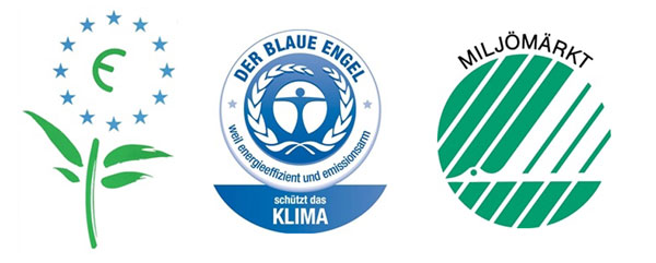Logos de sistemas de ecoetiquetado de especial inters para la industria grfica (EcoLabel, Cisne Blanco y ngel Azul)