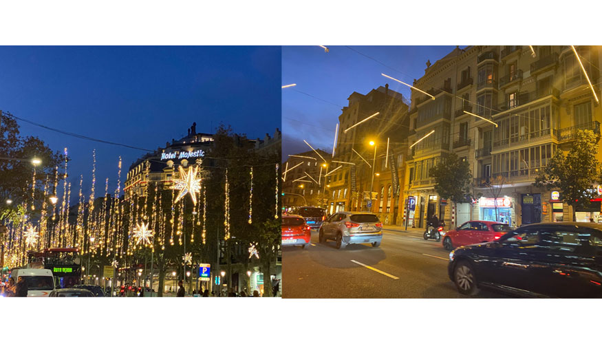 La iluminaci�n en Passeig de Gr�cia y la Gran Via de Barcelona es siempre espectacular