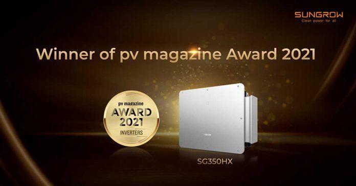 Sungrow gana el premio PV Magazine Award 2021 en la Categora Inversores con su inversor SG350HX