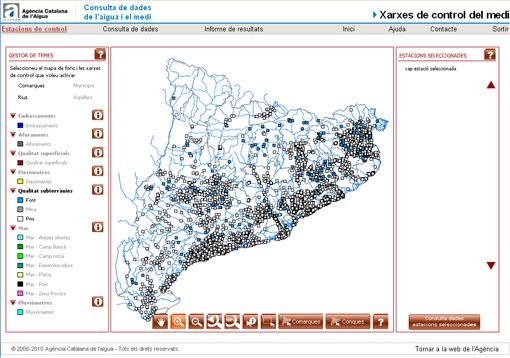 Control points of the ground water sources, mines and wells in Catalonia. Source: Here