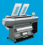 Impresora Oc Colorwave 300, en la que se aprecia la bandeja