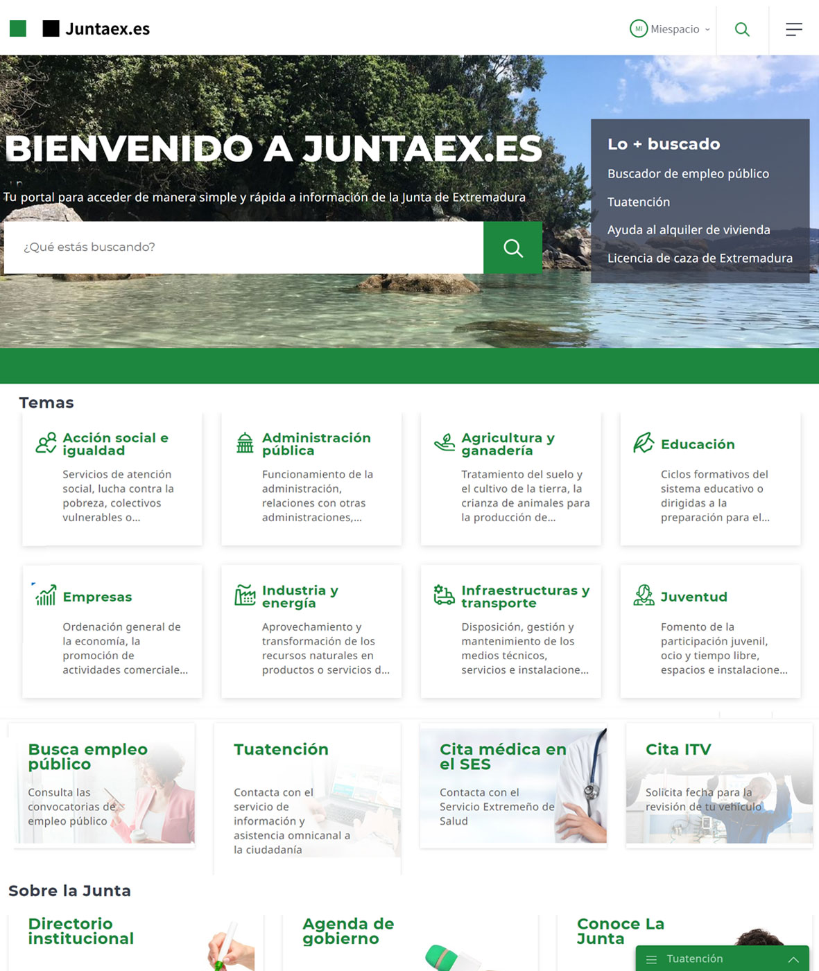 Nuevo portal web corporativo de la Junta de Extremadura