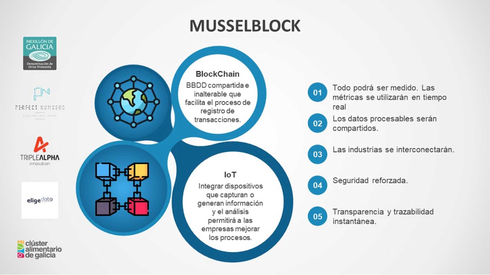 MUSSELBLOCK es un proyecto estratgico entre un Clster Alimentario de Galicia, 3 empresas tecnolgicas (Numbers...