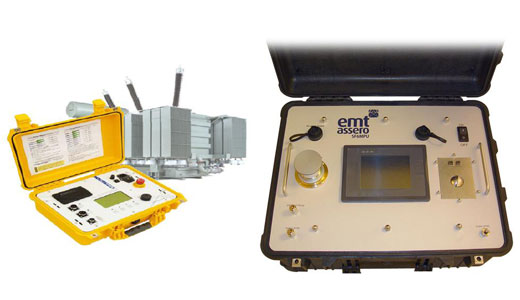 Medidor de relacin de transformacin Tettex (a la izquierda) y analizador multiparmetro EMT (a la derecha)