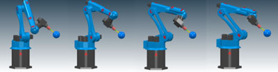 Misma posicin de la fresa con distintas configuraciones del robot