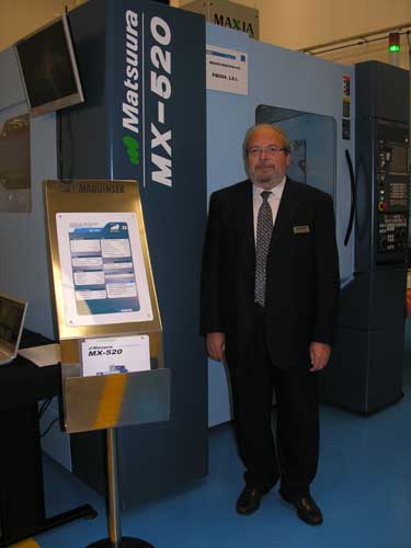 Jos Luis Oltra next to the Matsuura MX 520 exhibited at the 'showroom' of the company in Granollers