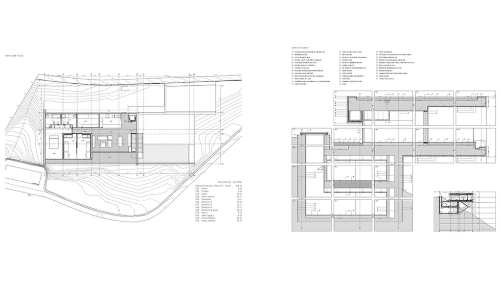 Dos planos de Casa del Acantilado que se adapta la orografa del lugar, para generar el mnimo impacto en el entorno...
