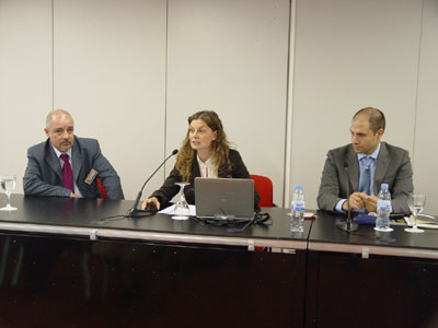 De izquierda a derecha, Ivn Rogelio Castao (Uponor), Olga Moro Coco (Feim) y Juan Urbiztondo (FEPM)...