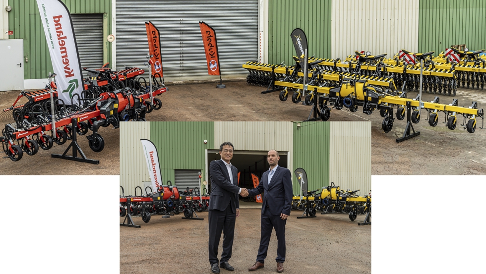 Yasukazu Kamada, presidente y CEO de Kverneland Group, y Mathias Bounon, anterior propietario de Phenix Agrosystem...