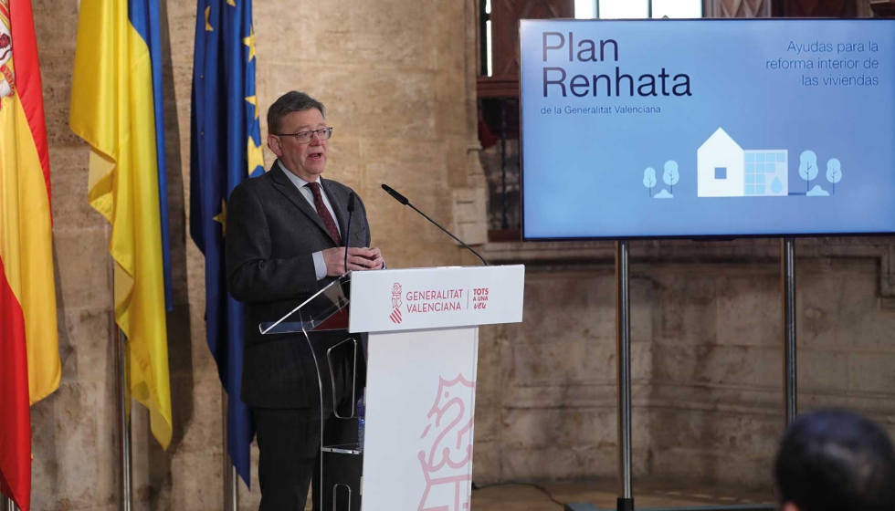 Ximo Puig, president de la Generalitat, en el acto de presentacin del Plan Renhata