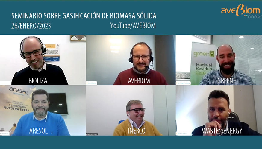 Panel de tecnlogos en el webinario, en el que participaron representantes de Bioliza y Aresol, integradas en Avebiom...