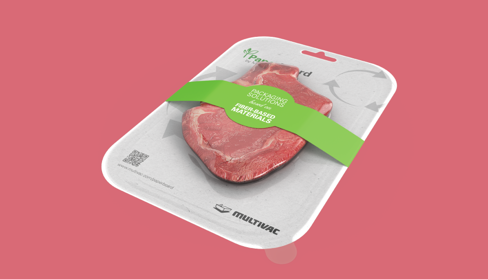Cartn plano para carne MultiFresh con etiqueta