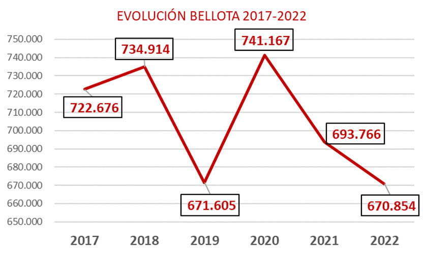 Figura 6. Evolucin bellota 2017-2022