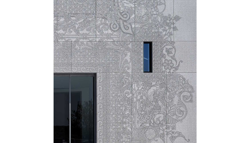 Detalle de la fachada con 1,5 millones de diminutos pxeles
