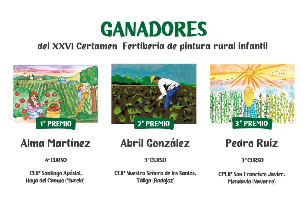 Ganadores de la 26 edicin del Certamen de Pintura Rural Infantil que organiza Grupo Fertiberia