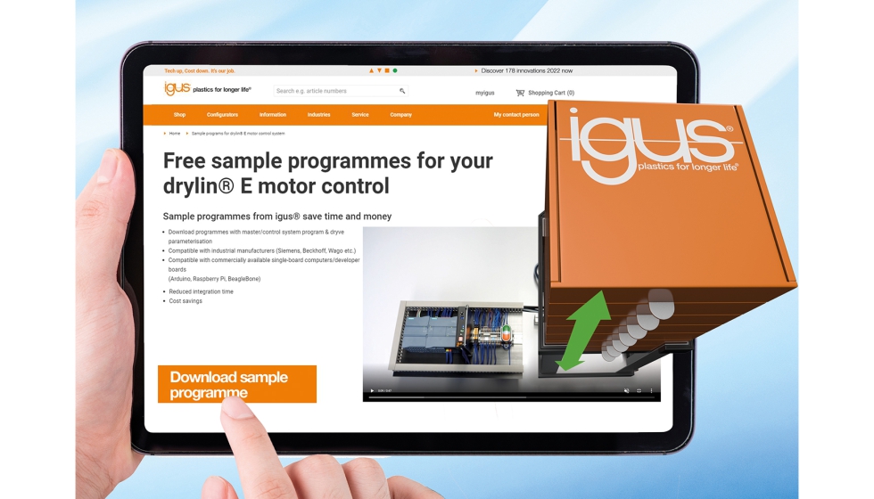 Los programas de muestra de movimiento gratuitos permiten la puesta en marcha de los sistemas de control de motores Drylin E de Igus en solo unos...