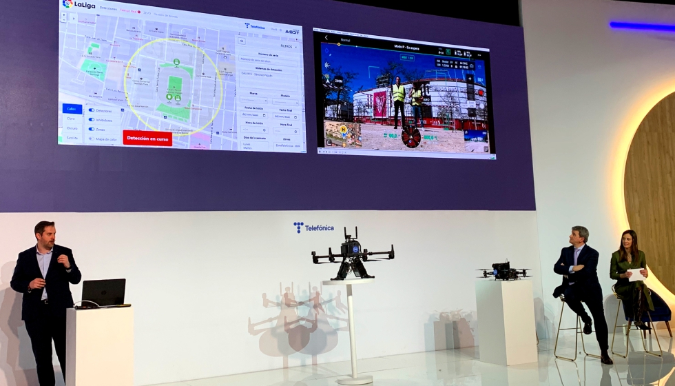 Demostraci�n en vivo de la aplicaci�n de la tecnolog�a dron en los estadios de La Liga...