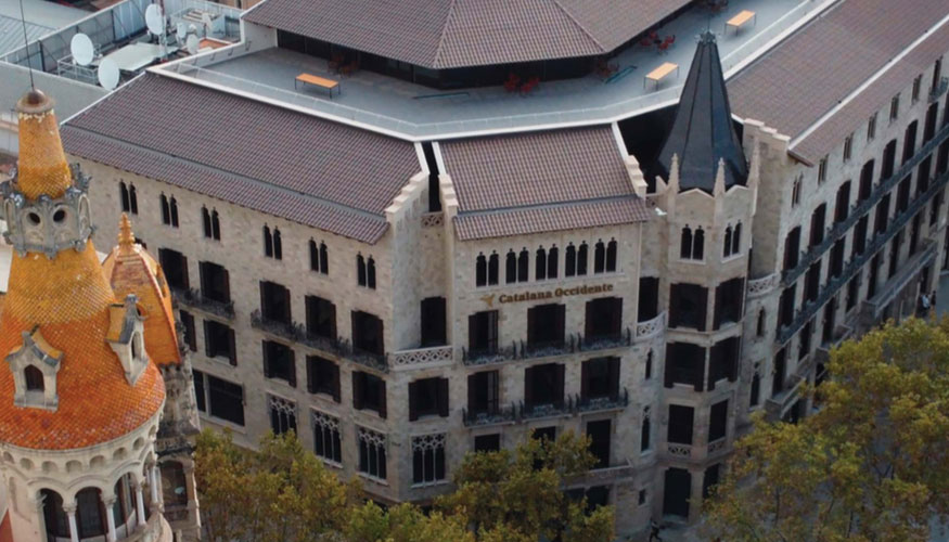 Imagen a�rea de la �Casa Pascual i Pons� que se ubica en el Paseo de Gracia con Ronda Sant Pere