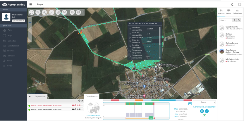 Figura 3. Registro de datos tomados por dispositivo montado en tractor