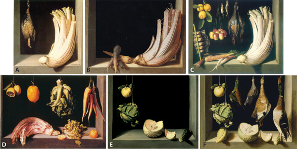  Figura 2. Las pinturas hortcolas (bodegones) de Juan Snchez Cotn. A. Cardo (Cynara cardunculus) y francoln (Francolinus francolinus)...