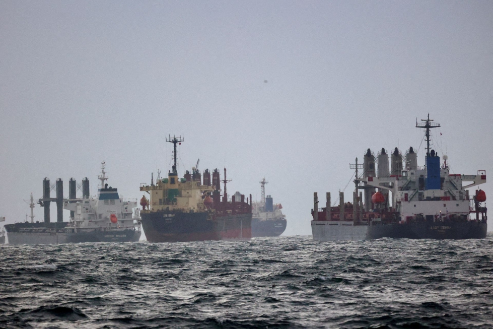 Barcos a la espera de una inspeccin en el marco de la Iniciativa de Granos del Mar Negro, promovida por las Naciones Unidas y Turqua...