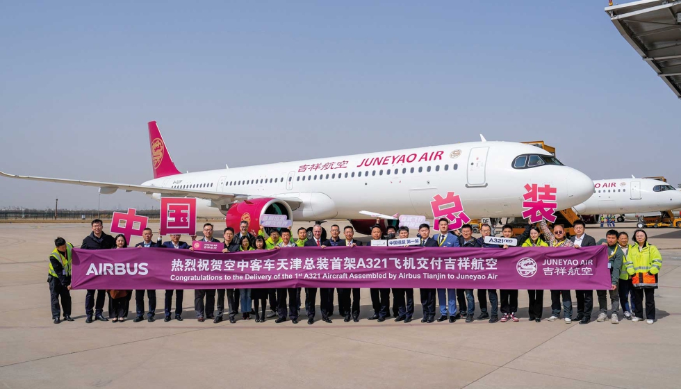 Airbus ha entregado el primer avin A321neo ensamblado en su Lnea de Ensamblaje Final de Asia (FAL Tianjin) a la compaa china Juneyao Air...