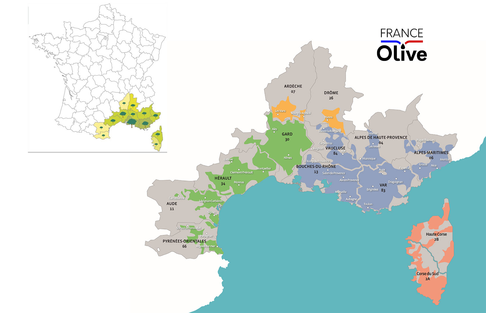 Zonas de produccin olecola en territorio francs-