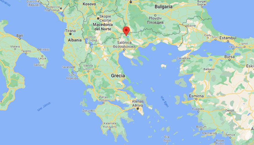 Localizacin de la explotacin afectada por peste porcina africana en Grecia