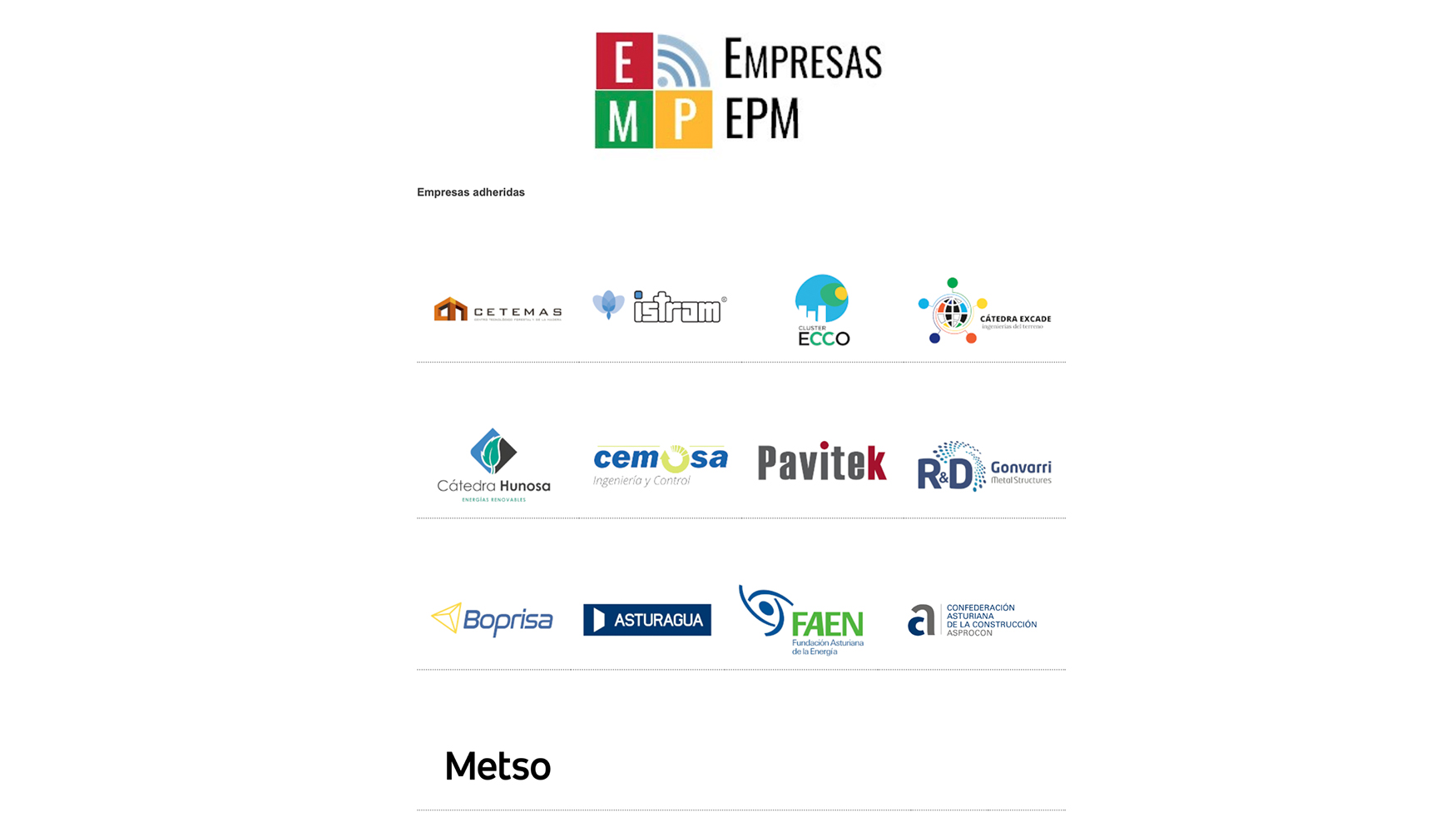 Entidades que ya han confirmado su participacin en Empresas EPM