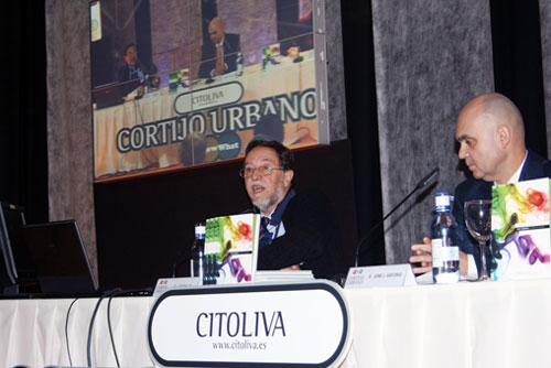 Luis Rallo y Jos Juan Gaforio, durante la presentacin de la obra "Elolivar en un tiempo de cambio"